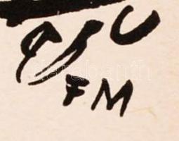 Frans Masereel (1889-1972): Sorban. Fametszet, papír, jelzett a dúcon, 34x24 cm