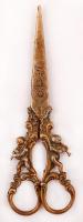 Puttós antik dísz olló, réz, h:18 cm