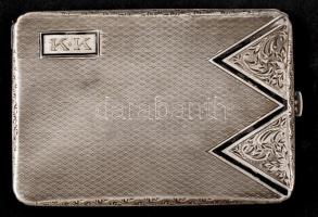 Ezüst (Ag.) cigarettatárca, zománc díszítéssel, jelzett, nettó:156 g, 11,5×8 cm