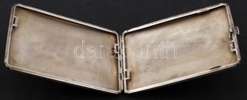 Ezüst (Ag.) cigarettatárca, zománc díszítéssel, jelzett, nettó:156 g, 11,5×8 cm