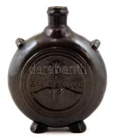 cca 1930 "Baross Kávéház Budapest" irredenta mázas kerámia kulacs, kézzel festett, jelzett...
