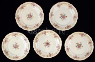 Hutschenreuther porcelán süteményes tányér készlet, jelzett,matricás,apró kopásnyomokkal, 5db