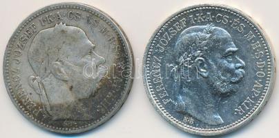 1895-1915KB 1K Ag "Ferenc József" (2x) T:2,2-,3 patina