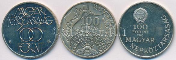 1983. 100Ft alpakka "Széchenyi István" + 1985. 100Ft alpakka "Kulturális Fórum" + 1986. 100Ft alpakka "Fáy András" T:2 (PP),2