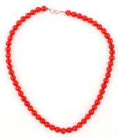 Dekoratív női nyaklánc korall gyöngyökkel, újszerű állapotban, 44cm