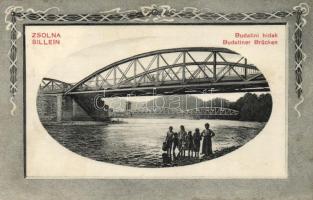 Zsolna, Budatini hidak; kiadja Nürnberg Ármin / bridges, Art Nouveau (fl)