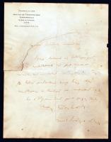 Szent-Györgyi Albert(1893-1986) saját kézzel írt levele és aláírása