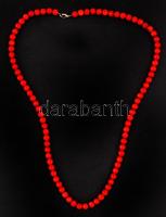 Dekoratív női nyaklánc korall gyöngyökkel, újszerű állapotban, 68cm