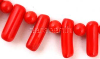 Dekoratív női nyaklánc korall gyöngyökkel, újszerű állapotban, 42cm