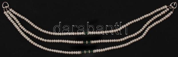 Dekoratív női nyaklánc tenyésztett gyöngyökkel, újszerű állapotban, 42cm