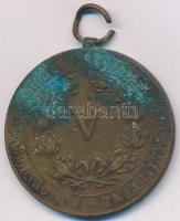 1904-. "A Magyar Országos Tűzoltó Szövetség V éves Szolgálati Érme" aranyozott Br kitüntetés szalag nélkül T:2- patina