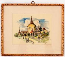 Olvashatatlan jelzéssel: Krasznarhorka vára. Vegyes technika, üvegezett keretben, 16x21 cm