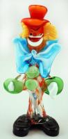 Bohóc, színes hutaüveg figura, apró csorbával, m: 22 cm