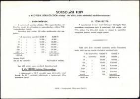 1953. "Negyedik Békekölcsön" nyereménykölcsön 100Ft-ról, szárazpecséttel T:III