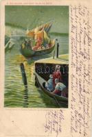 Der Wahre und der Falsche Kalif / One Thousand and One Nights, Künstlerkarten Serie Nr. 1102 Märchen aus 1001 Nacht 8., litho (wet damage), Ezeregy éjszak. Künstlerkarten Serie Nr. 1102 Märchen aus 1001 Nacht 8., litho (ázott)