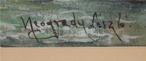 Neogrády jelzéssel: Erdei patak, vegyes technika, papír, paszpartuban, üvegezett fa keretben, 35×25 ...