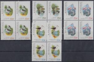 International Stamp Exhibition, Birds set blocks of 4, Bélyegkiállítás; Madarak sor 4-es tömbökben
