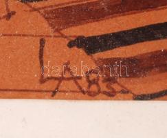 Langmár András (1941-): Reumavalcer (1983), Drukker N. szobája. Vegyes technika, papír, jelzett, üve...