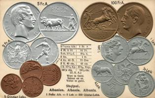 Albanian set of coins, silver and golden Emb. (EK)