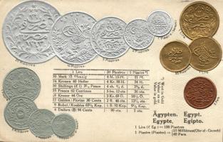 Egyptian set of coins, silver and golden Emb. (pinhole)