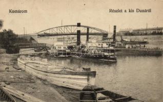 Komárom, Kis Duna, híd, hajók / bridge, steamship