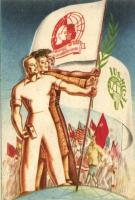 1949 Budapest, II. Világifjúsági és Diáktalálkozó / Second World Youth and Student Meeting, advertisement, So. Stpl s: Czeglédi