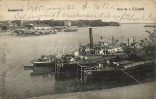 Komárom, Komárno; Duna, uszályok, hajó / ships, barges (b)