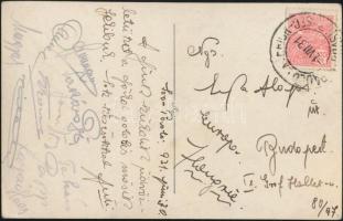 1931 Lyka Antal által írt, az FTC Fradi focicsapat tagjainak aláírásával hazaküldött képeslap Rio de Janeiroból Lyka Alajosnak
