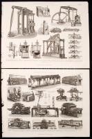cca 1880 11 db német nyelvű mechanikai-gépészeti témájú acélmetszet. Verlag von F. A. Brockhaus, Lip...