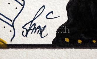 Szász jelzéssel: Két arc, vegyes technika, karton, 21×15,5 cm