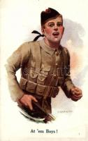 At 'em boys! / WWI British soldier s: A. Barrett