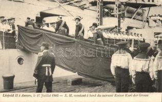 Léopold II á Anvers le 27 Juillet 1905 - S. M. montant á bord du cuirassé Kaiser Karl der Grosse / King Leopold II boarding the battleship Kaisr Karl der Grosse