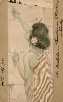 1901 XXXII. Anno Virgina / Art Nouveau litho postcard. Druck v. Max Herzig s: Raphael Kirchner