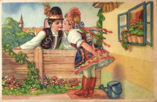 16 db RÉGI motívumlap, vegyes minőség; gyerek, cserkész, folklór / 16 old motive cards, mixed quality; children, scout