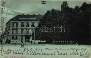 1899 Karánsebes, Tiszti pavilon, park / Offiziers Pavillion und städtischer Park / officer's casino, park (wet corners)