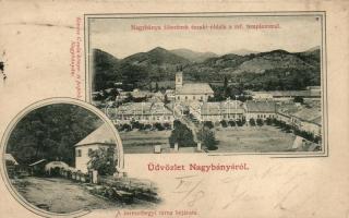 Nagybánya, Főtér, a Kereszthegyi tárna bejárata; Kovács Gyula kiadása / main square, mine entrance