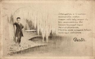 3 db RÉGI használatlan motívumlap, vegyes minőség; Petőfi Sándor / 3 old unused motive cards, mixed ...