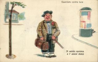 Il soldo sprona e l&#039;amor dona, humour, hold to light litho