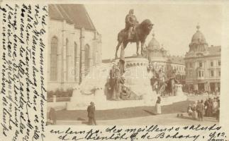1903 Kolozsvár, Cluj; Mátyás király szobra / statue, photo
