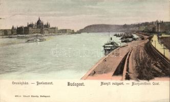 Budapest, Országház, Margit rakpart, gőzhajó; Divald Károly (EK)