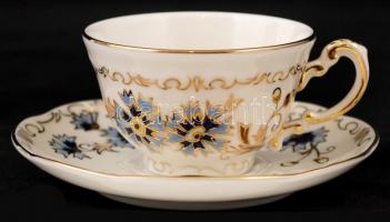 Zsolnay búzavirág mintás mokkás készlet, kézzel festett, jelzett, hibátlan, eredeti dobozában