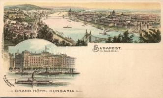 Budapest, Grand Hotel Hungaria, gőzhajó, litho (vágott / cut)