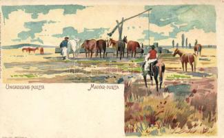 Hortobágy, magyar puszta, litho (ázott / wet damage)