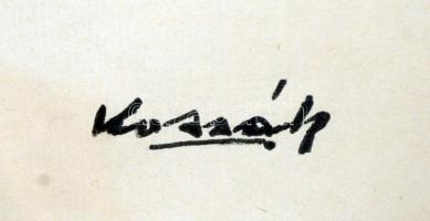 Kassák jelzéssel:Cím nélkül. Tus, papír, üvegezett keretben, 45×31 cm