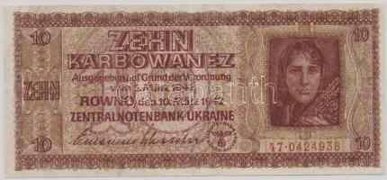 Ukrajna / Német megszállás 1942. 10K T:restaurált Ukraine / German occupation 1942. 10 Karbowanez C:restored