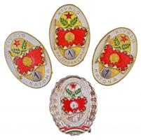 ~1960-1970. "Élenjáró Századparancsnok" + "Kiváló Rajparancsnok" + "Kiváló Katona" (2x) zománcozott fém jelvények T:2