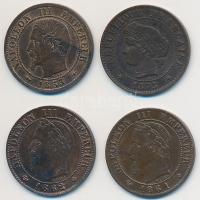 Franciaország 1853-1875. 1c Br (4x) T:2 France 1853-1875. 1 Centime Br (4x) C:XF