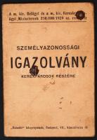 1929 Fényképes személyazonossági igazolvány kerékpáros részére, hiányos