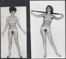 cca 1970 Játékos leány, 4 db finoman erotikus fénykép, 15x8 cm és 17x10 cm / cca 1970 4 erotic photos, 18x8-17x10 cm