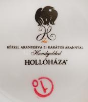 Hollóházi Szász Endre tervezte váza, matricás, kézzel aranyozott, hibátlan, m:25 cm